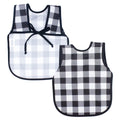 BapronBaby White Buffalo Plaid Bapron - No Neck Tie Safer Bib for Baby & Toddler - Soft Waterproof Stain Resistant - Machine Washable - Sz Baby/Toddler 6m-3T
