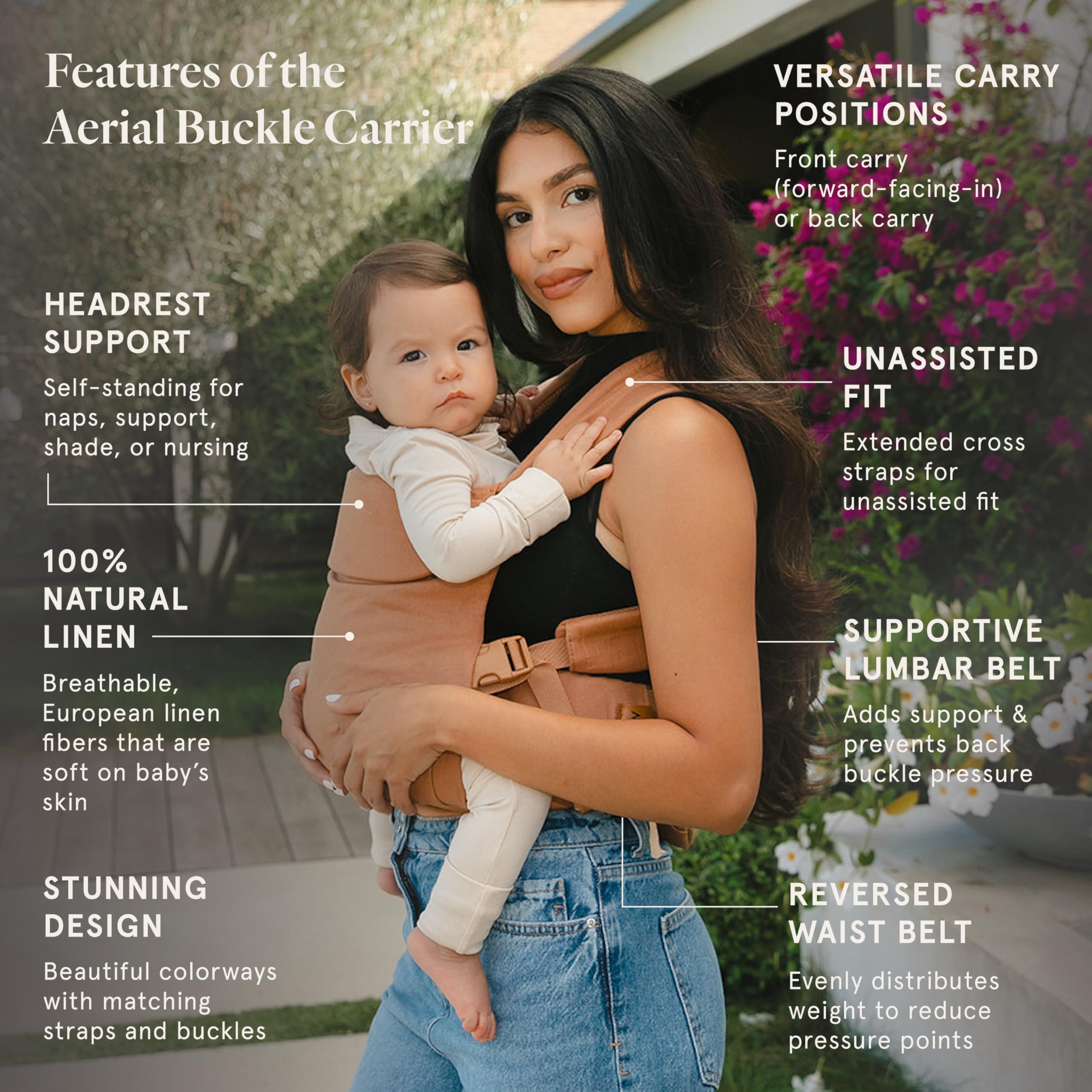 WildBird - Aerial Buckle Carrier - 2-24 Months - Standard (XS-XL) Willow - Front or Back Carry - Cross Straps, Lumbar Support, Headrest - Hip Healthy - Baby Carrier - Baby Essentials - New Mom Gifts