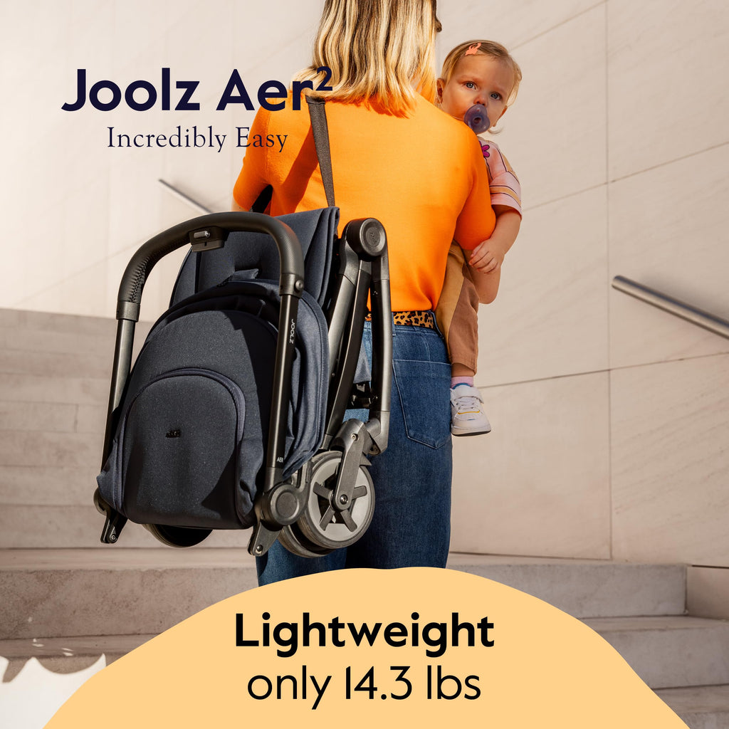 Joolz Aer2 Lightweight Travel Stroller for Baby & Toddler – One-Hand Fold, Compact Carry-On Airplane Approved, Reclining Seat, UPF 50+ Canopy, Travel Pouch, Baby Net – Forest Green