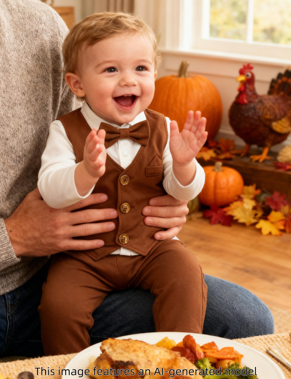 Baby Boys Thanksgiving Outfit Dress Easter Tan Fall Suit Brown 6-9 Months