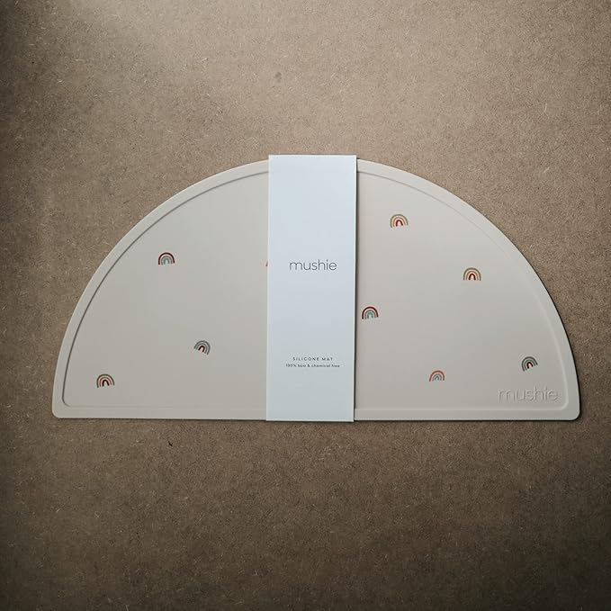 mushie Silicone Placemat for Kids | BPA-Free Non-Slip Design (Rainbows)