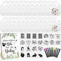 Newwiee 55 Pcs White Bibs for Baby Decorating Design a Bib Decorate Plain newborns Bibs Wooden Sign for Baby Shower Games Kit