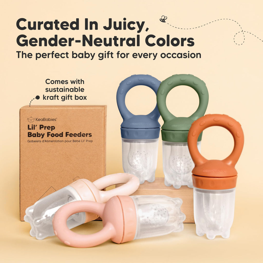 KeaBabies Baby Fruit Feeder 2pk, Silicone Baby Food Feeder,BPA-Free (Slate)