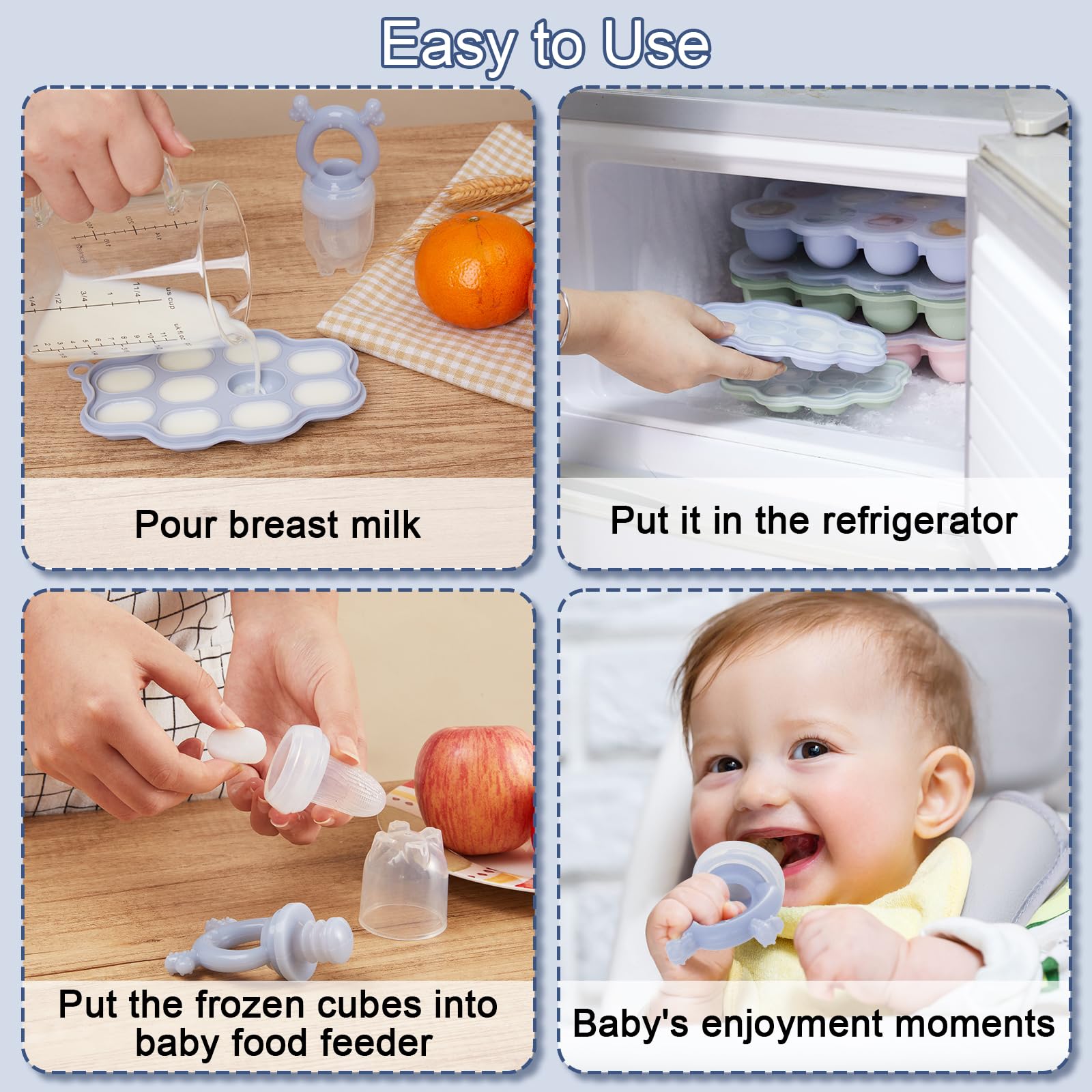 KingKam Breastmilk Popsicle Molds & Baby Fruit Feeder Teether (2 Set)