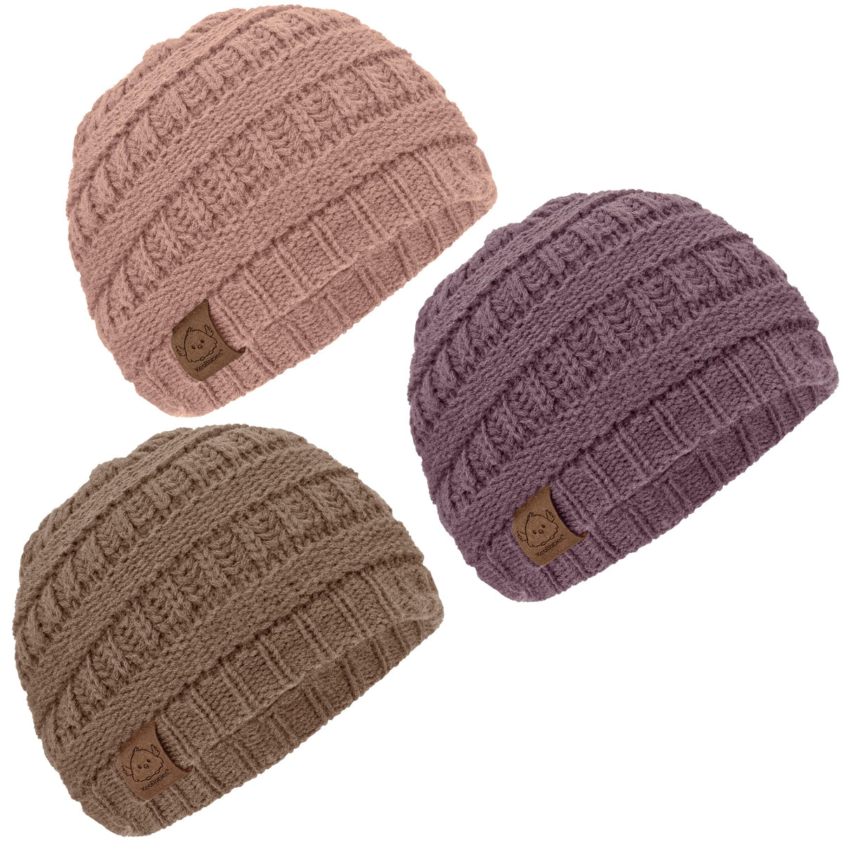 KeaBabies 3pk Baby Beanies for Boys, Girls, Soft Baby Hat (Tea Rose, 6-36M)