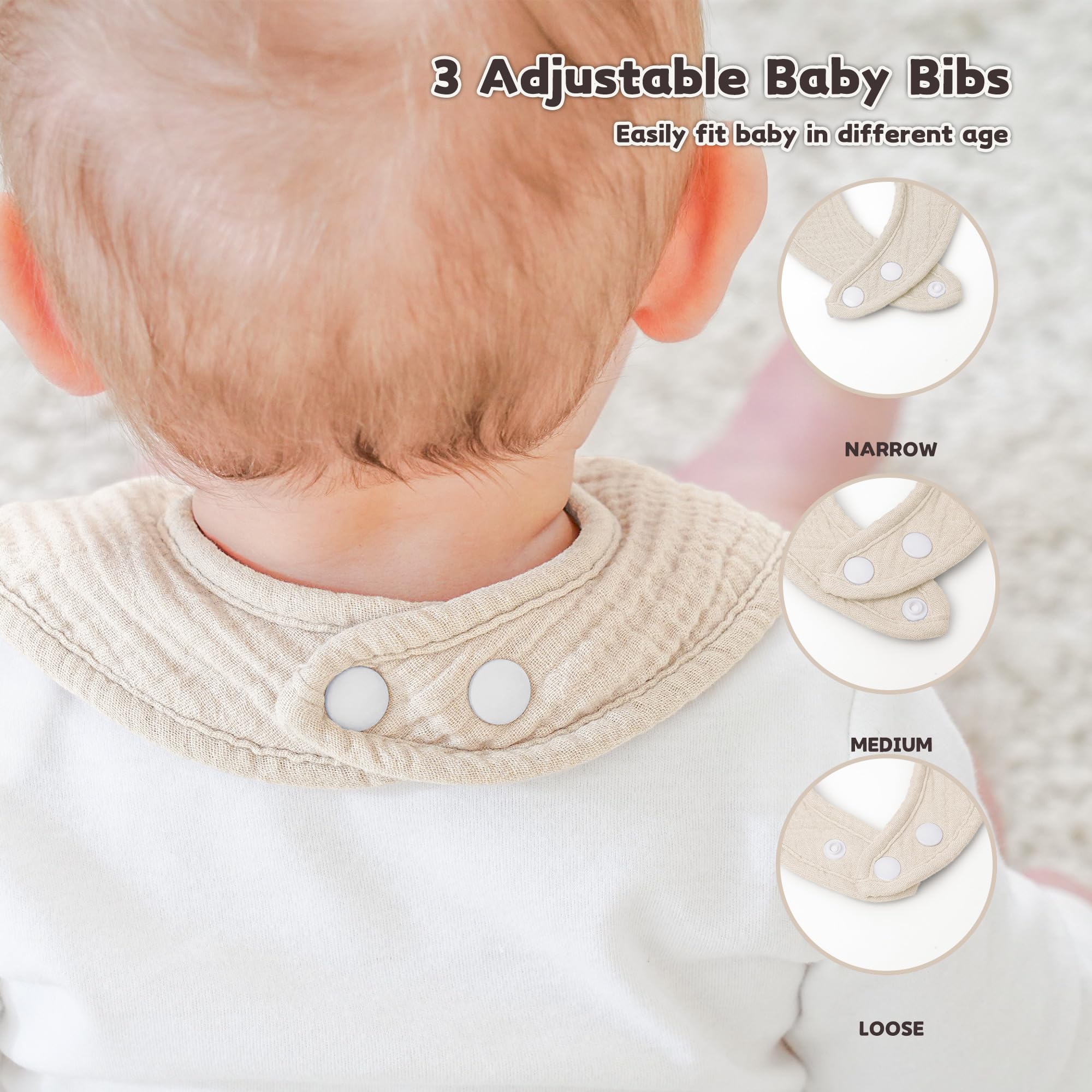 Susurration Muslin Baby Bibs 8 Pack Baby Bandana Drool Bibs,Soft Cotton Drooling and Teething Bibs for Baby Girl & Boy, Soft Square Adjustable Baby Drooling Bibs for Toddler, Newborn,0-36 Months