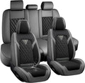 Car Seat Covers Full Coverage Seat Cover Premium Waterproof Faux Leather Cushion Universal Accessories Fit SUV Sedan Automotive Vehicle Auto Interior Seat Protector Full Set(5 Seat,Black&Gray)