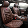 OASIS AUTO Car Seat Covers Premium Waterproof Faux Leather Cushion Universal Accessories Fit SUV Truck Sedan Automotive Vehicle Auto Interior Protector Full Set (OS-001 Brown)