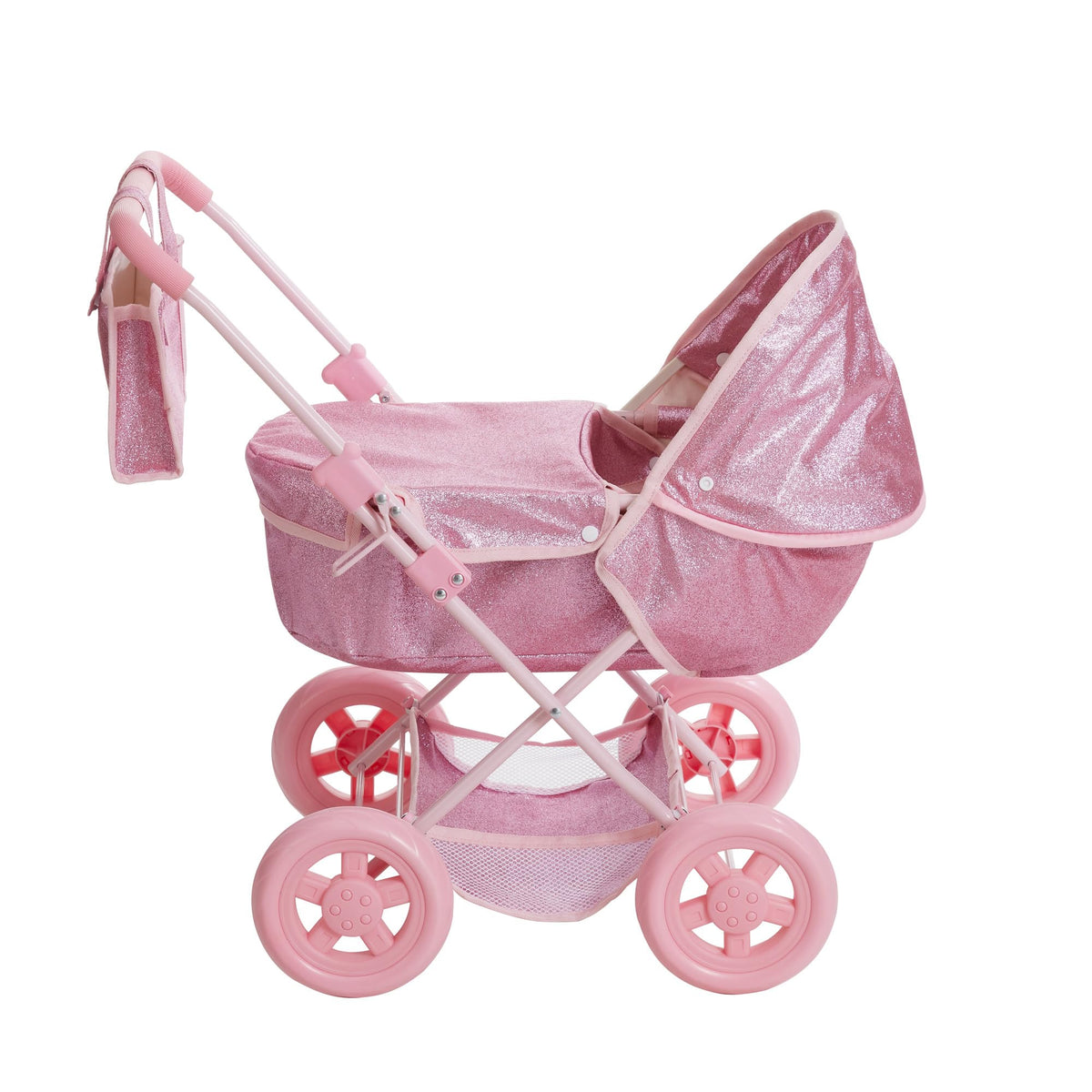 Olivia's Little World Baby Doll Bassinet Pram, Hot Pink Glitter