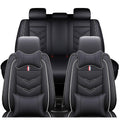 TENDER GLOW Leather Car Seat Covers Fit for LR Range Rover 2022-2025, 5 Seater Waterproof and Wear-Resistant Seat Cover Interior Accessories(Full Set with Pillow,Black&White)