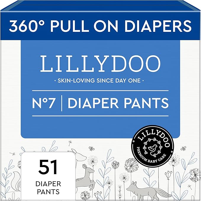 LILLYDOO Diaper Pants Toddlers - Size 6 (29+ lbs), Half-Monthly Supply (57 Count), Skin-Friendly, Ultrasoft, Chlorine-Free, Snug Fit & Absorbent Pull On Diapers