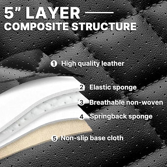 Car Seat Covers Full Coverage Seat Cover Premium Waterproof Faux Leather Cushion Universal Accessories Fit SUV Sedan Automotive Vehicle Auto Interior Seat Protector Full Set(5 Seat,Black&Gray)