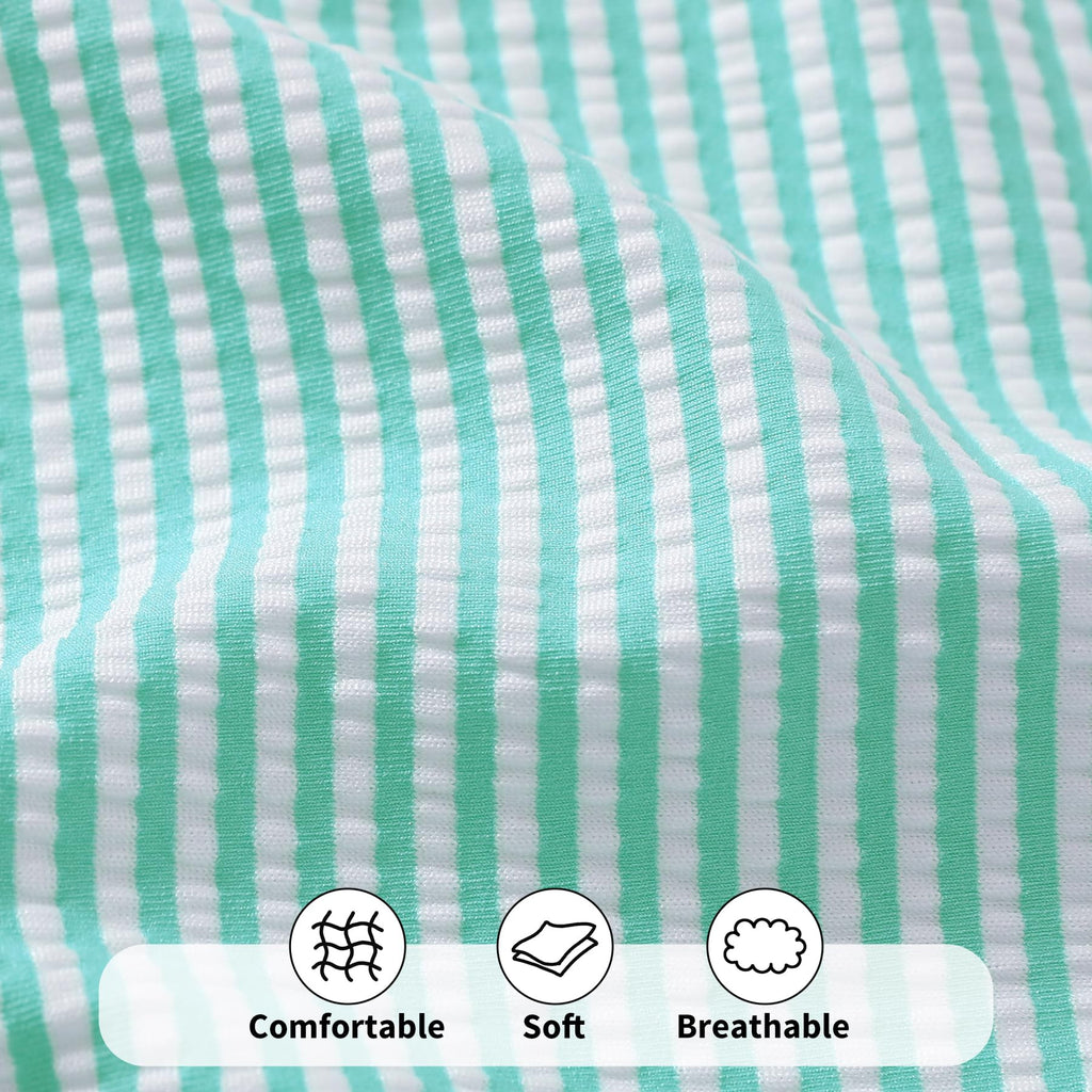Happy Town Toddler Swimsuit Girl Solid Color Stripe One-Piece Baby Bathing Suits (Green Stripes,3-6 Months)