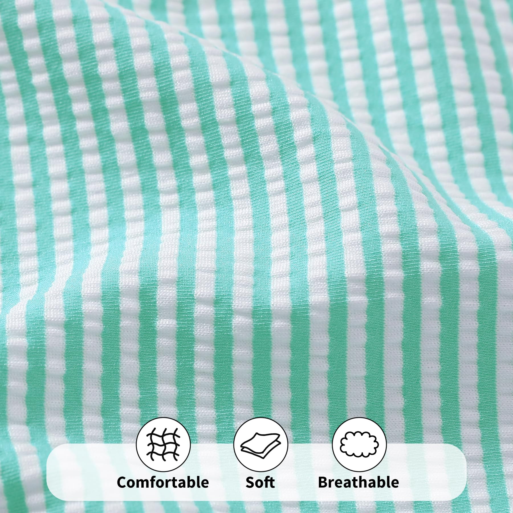 Happy Town Toddler Swimsuit Girl Solid Color Stripe One-Piece Baby Bathing Suits (Green Stripes, 4-5 Years)