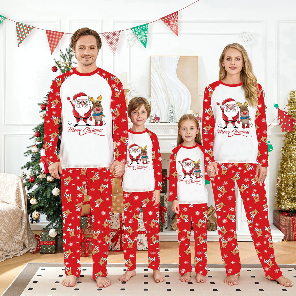 Awoscut Family Christmas Pajamas Matching Pajamas for Family, Xmas PJs Sets Holiday Sleepwear (#b-4, Mom, L)