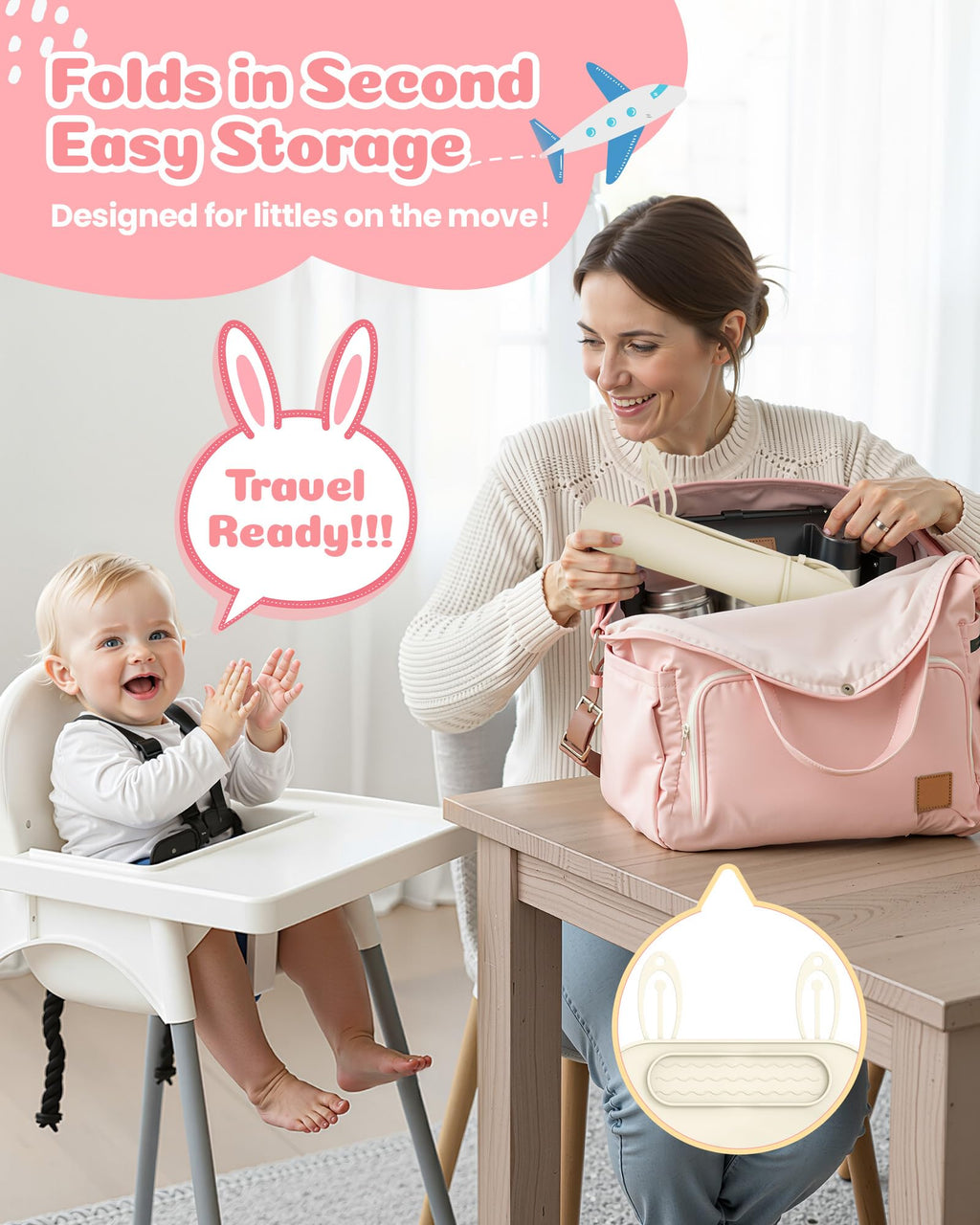 2Pack Silicone Placemats for Baby&Kid, Stain-Proof Non-Slip Baby Place Mat for Restaurant Highchair& Home Dining, Baby-led Food mats for Travel, Portable Toddler Table mat-Waterproof&Dishwasher Safe