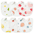 Zainpe 6Pcs Snap Muslin Cotton Baby Bibs Summer Strawberry Lemon Pattern Infants Feeding Bib Adjustable Machine Washable Unisex Burp Cloths with 6 Absorbent & Soft Layers for Drooling and Teething