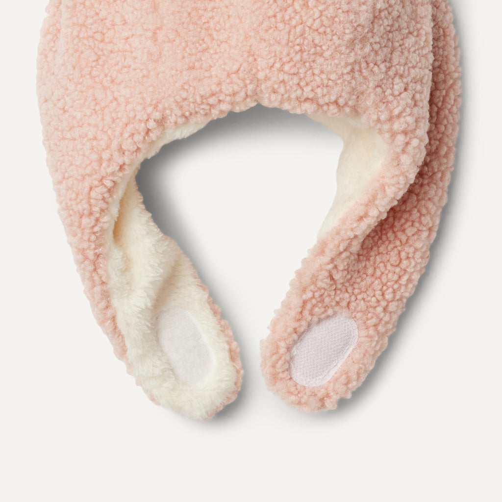 Amazon Essentials x Sofia Grainge Unisex Babies' Plush Faux Fur Hat and Mittens Set, Pale Pink, 6-12 Months