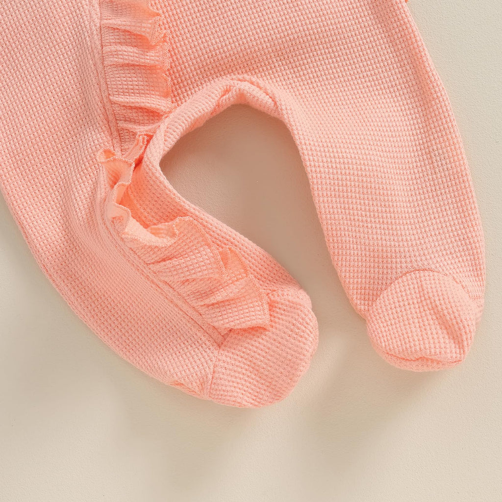 CIYCUIT Baby Girls Clothes Newborn Long Sleeve Zip Up Onesie Romper with Headband Fall Winter Outfits Orange 3-6 Months