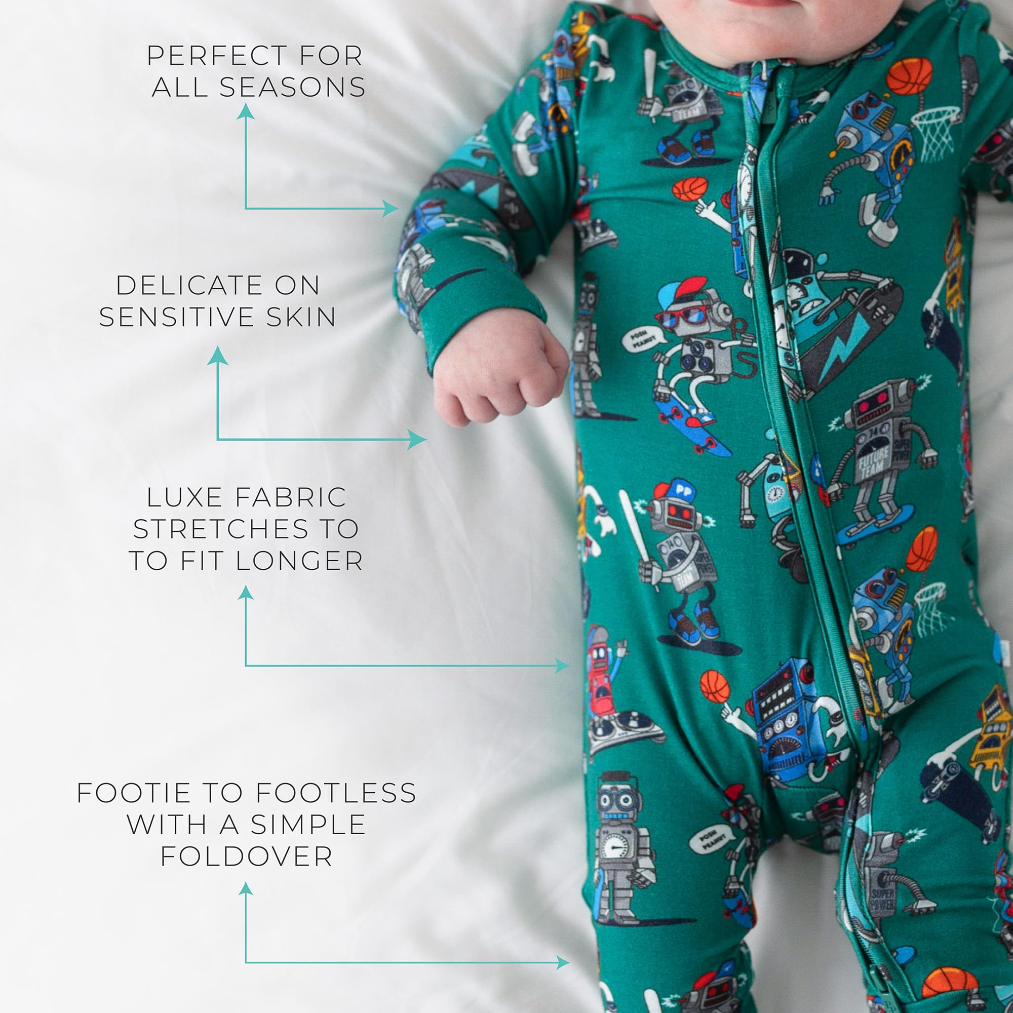 Posh Peanut Convertible Baby Sleepers, Boy Toddlers Footless Pajamas