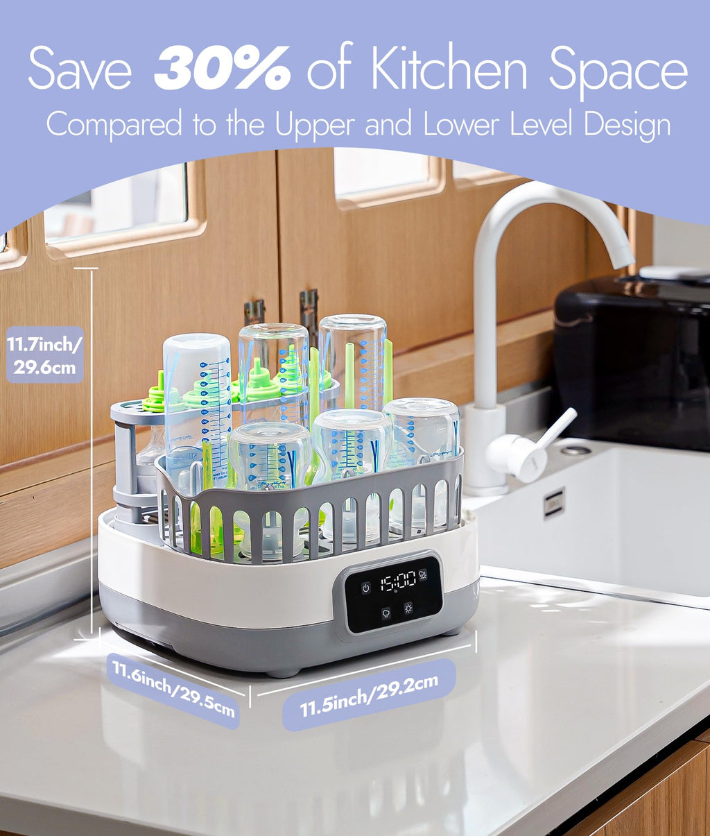 NCVI Baby Bottle Sterilizer and Dryer, 20-Minute Cycle, Up to 8 Bottles