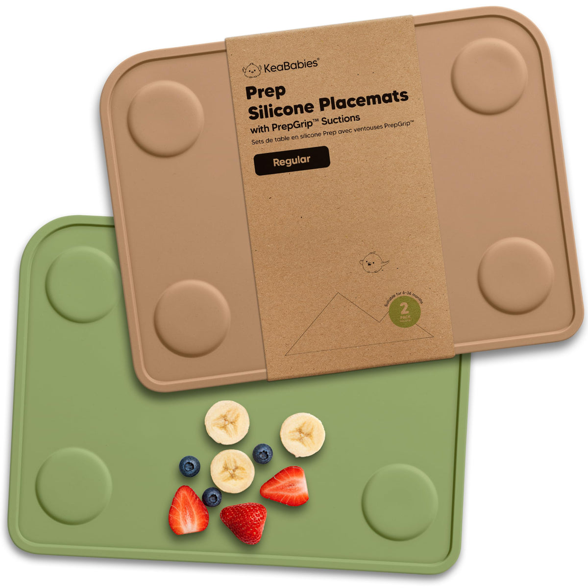 KeaBabies 2pk Silicone Placemats for Toddlers, Kids, Baby, 12x9 (Mellow, S)