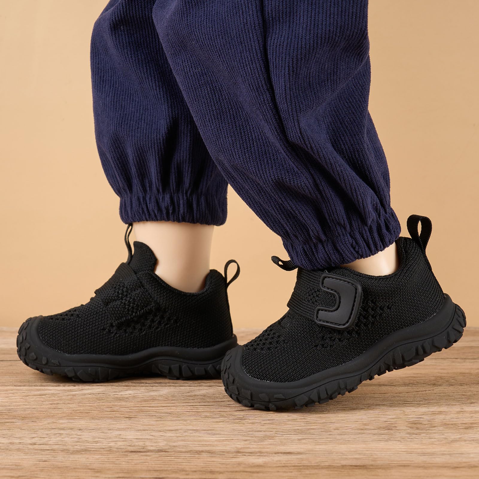 Newsonet Baby Shoes Boys Girls First Walker Sneakers Walking Non-Skid Lightweight Mesh Shoes Black Size 12-18 Months Toddler
