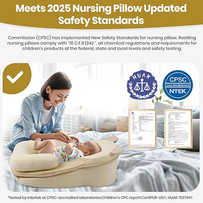 Baby Feeding Pillow, Anti Overflow Feeding Pillow for Reducing Spit-Up, Safety Nursing Pillow, Baby Lounger Reflux Wedge Breastfeeding, Removable top and Botto（Yellow）