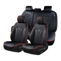 FLORICH Leather Seat Covers, Seat Covers Full Set, Car Seat Protectors 5 Seats, Automotive Seat Covers Fit for Most Cars Trucks SUV-Black&Red Line