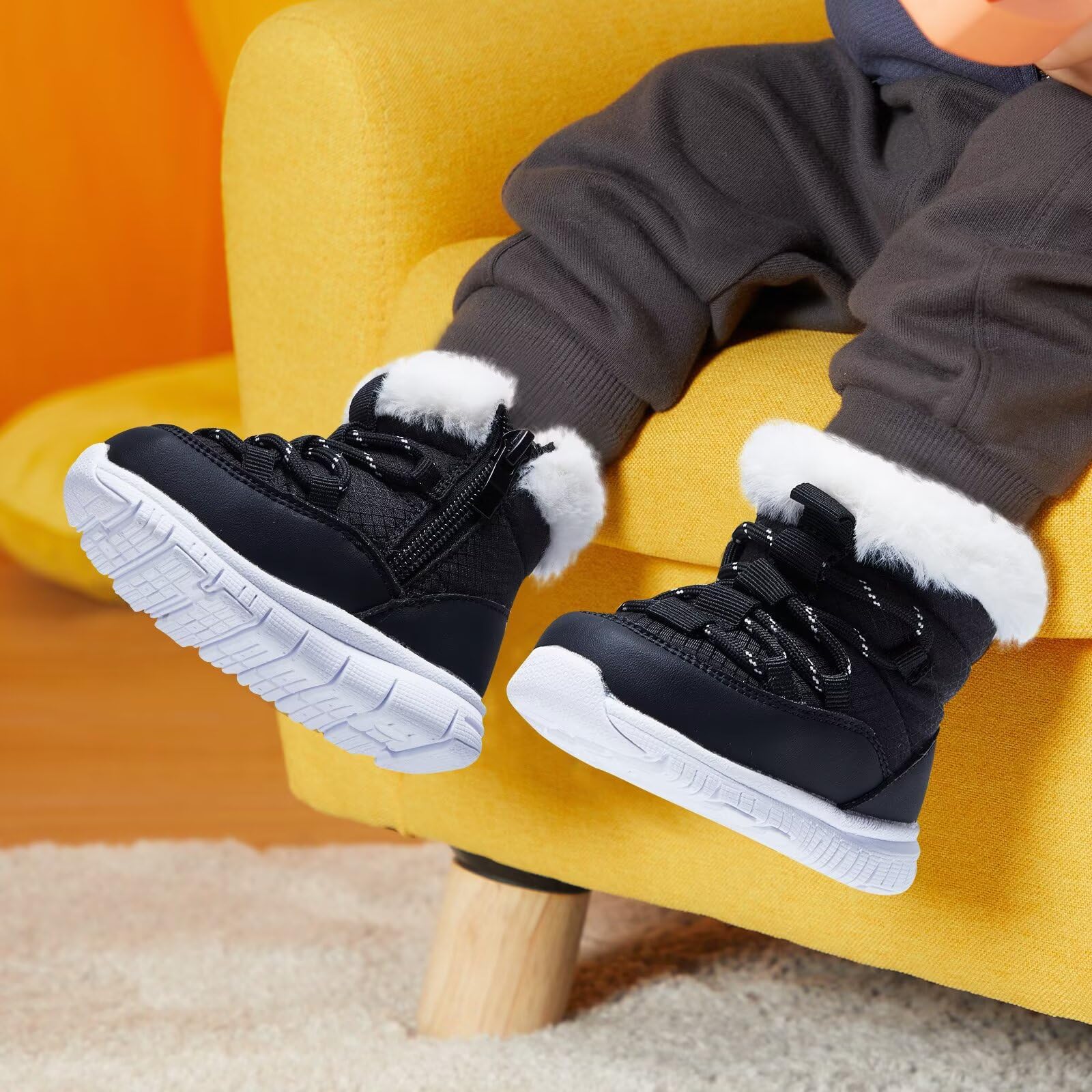 BMCiTYBM Baby Snow Boots Warm Winter Fur Lined Baby Shoes Black 12-18 Months