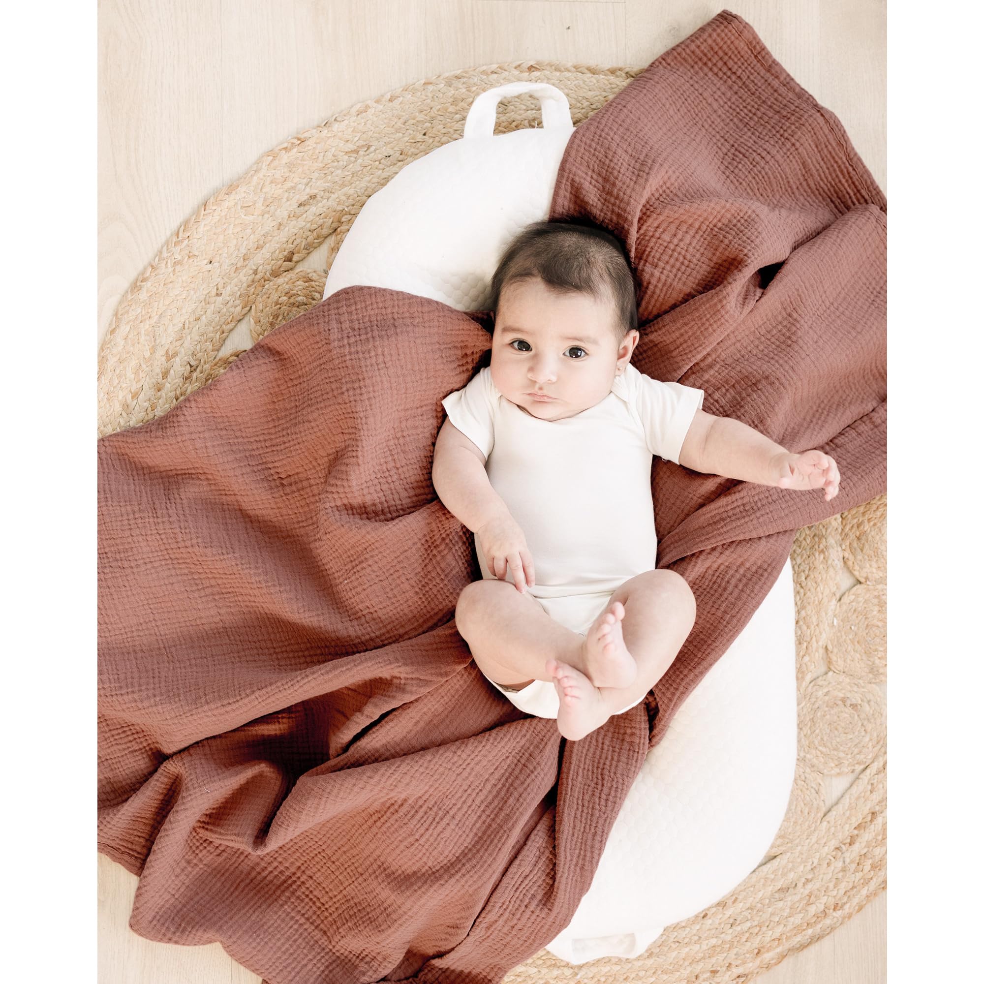 Konssy 2 Pack Muslin Swaddle Blankets, 100% Cotton Receiving Blankets