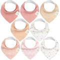 8-Pack Organic Baby Bandana Bibs for Girls - Super Absorbent Triangle Baby Bibs for Drooling and Teething Infant, 100% Cotton Extra Soft for Newborn, Infant 0-36 Months (Butterflies)
