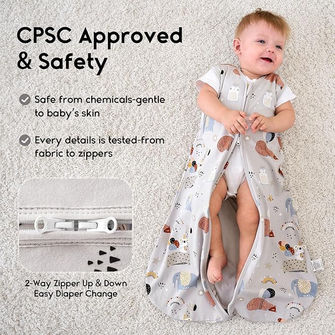 Yoofoss Baby Sleep Sack 18-24 Months 0.5 Tog Wearable Blanket for Baby, 3 Pack 100% Organic Cotton Infant Toddler Sleeping Sack 2-Way Zipper Lightweight Sleep Sack
