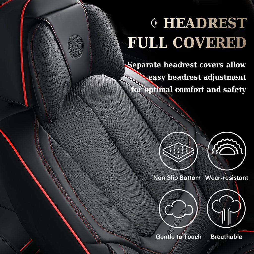 Coverado Car Seat Covers, Seat Covers for Cars, Waterproof Leather Auto Seat Protectors, Leather Car Seat Cushion, Car Interiors Accessories Universal Fit for Most Cars