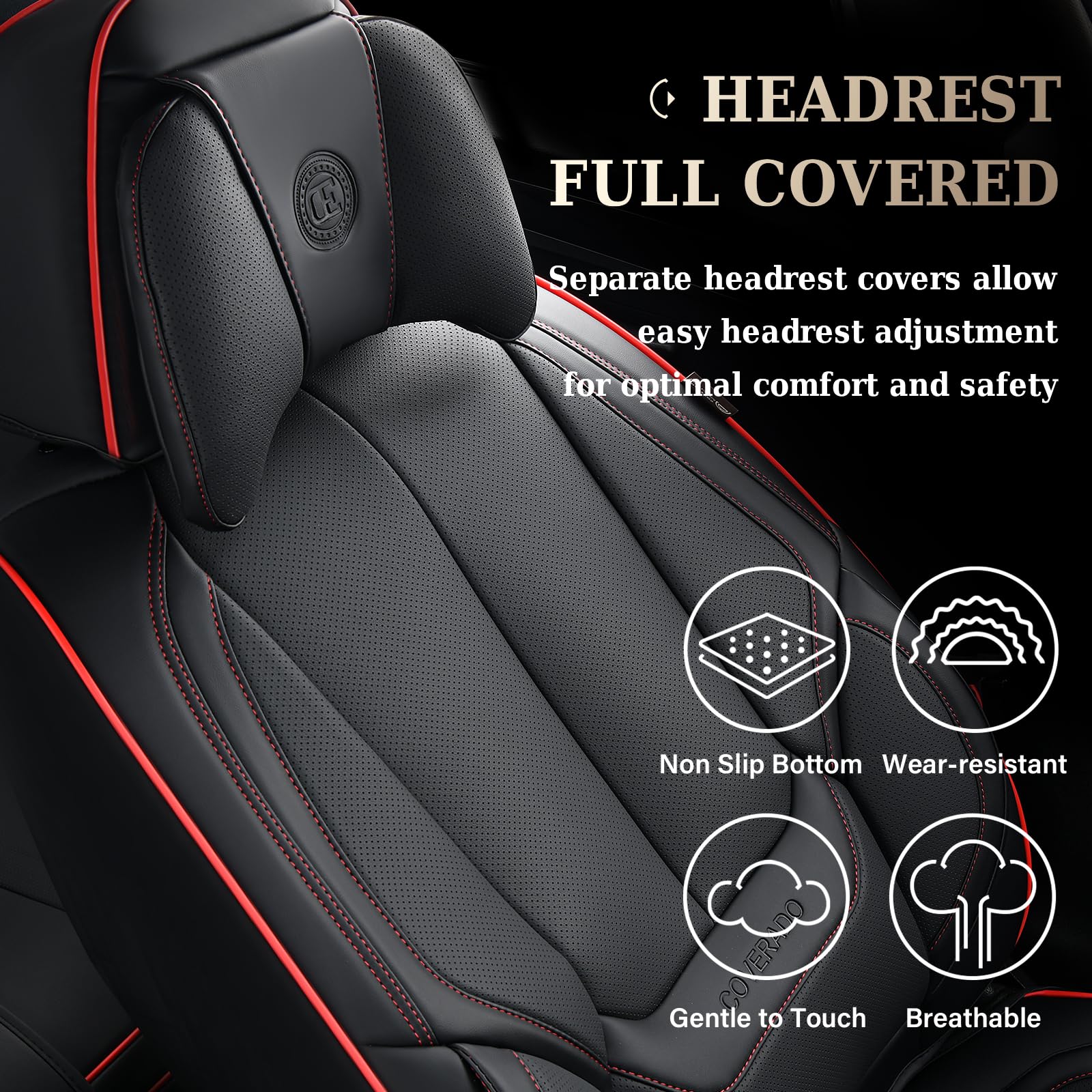 Coverado Car Seat Covers, Seat Covers for Cars, Waterproof Leather Auto Seat Protectors, Leather Car Seat Cushion, Car Interiors Accessories Universal Fit for Most Cars