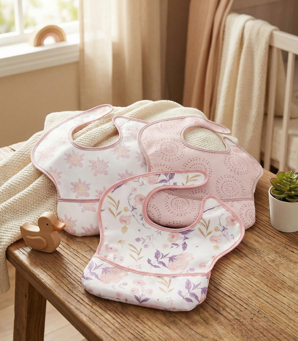 CIVARUA KIDS 3 Pack Waterproof Baby Bibs for Eating, Mess Proof Feeding Bib