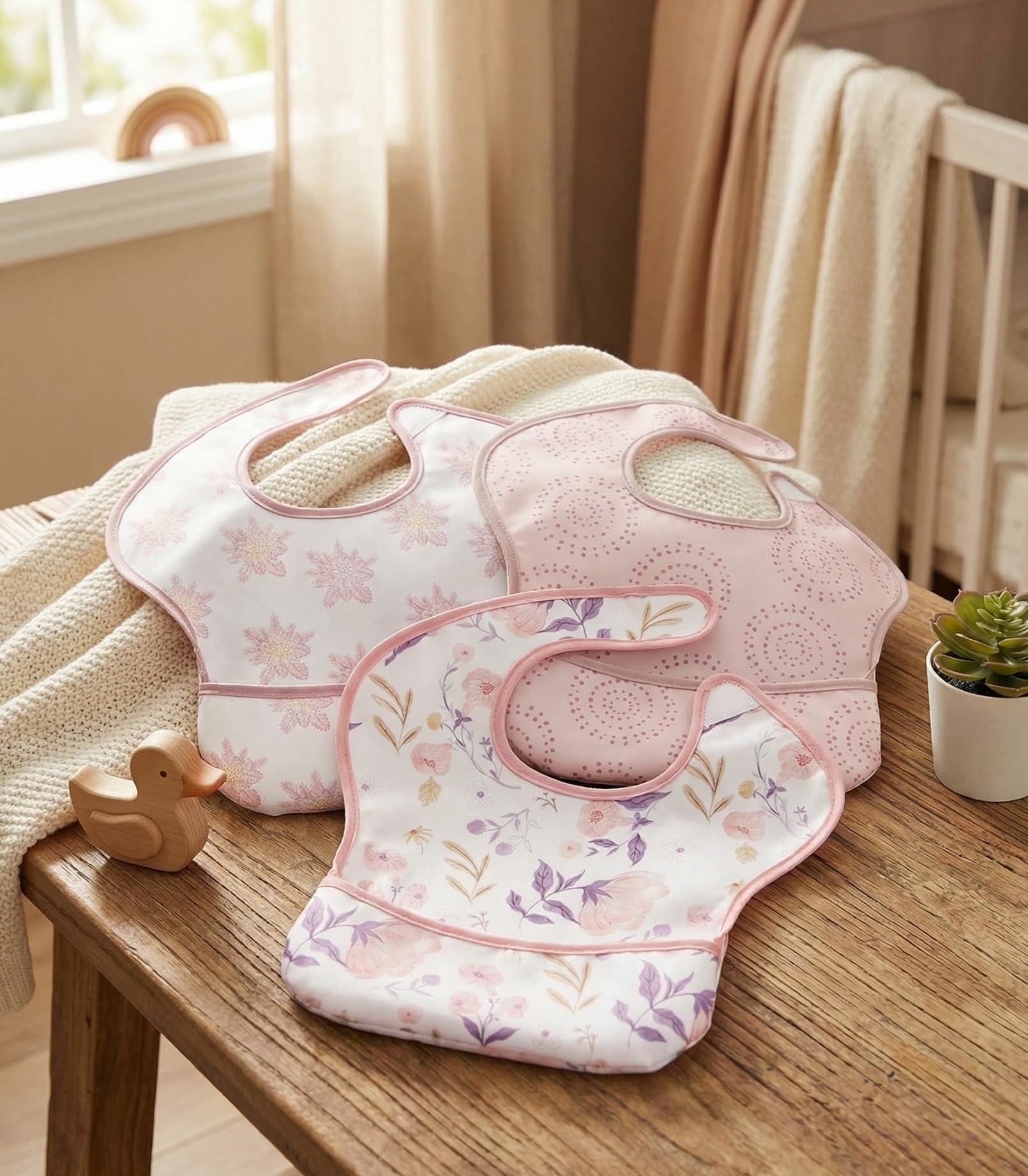 CIVARUA KIDS 3 Pack Waterproof Baby Bibs for Eating, Mess Proof Feeding Bib