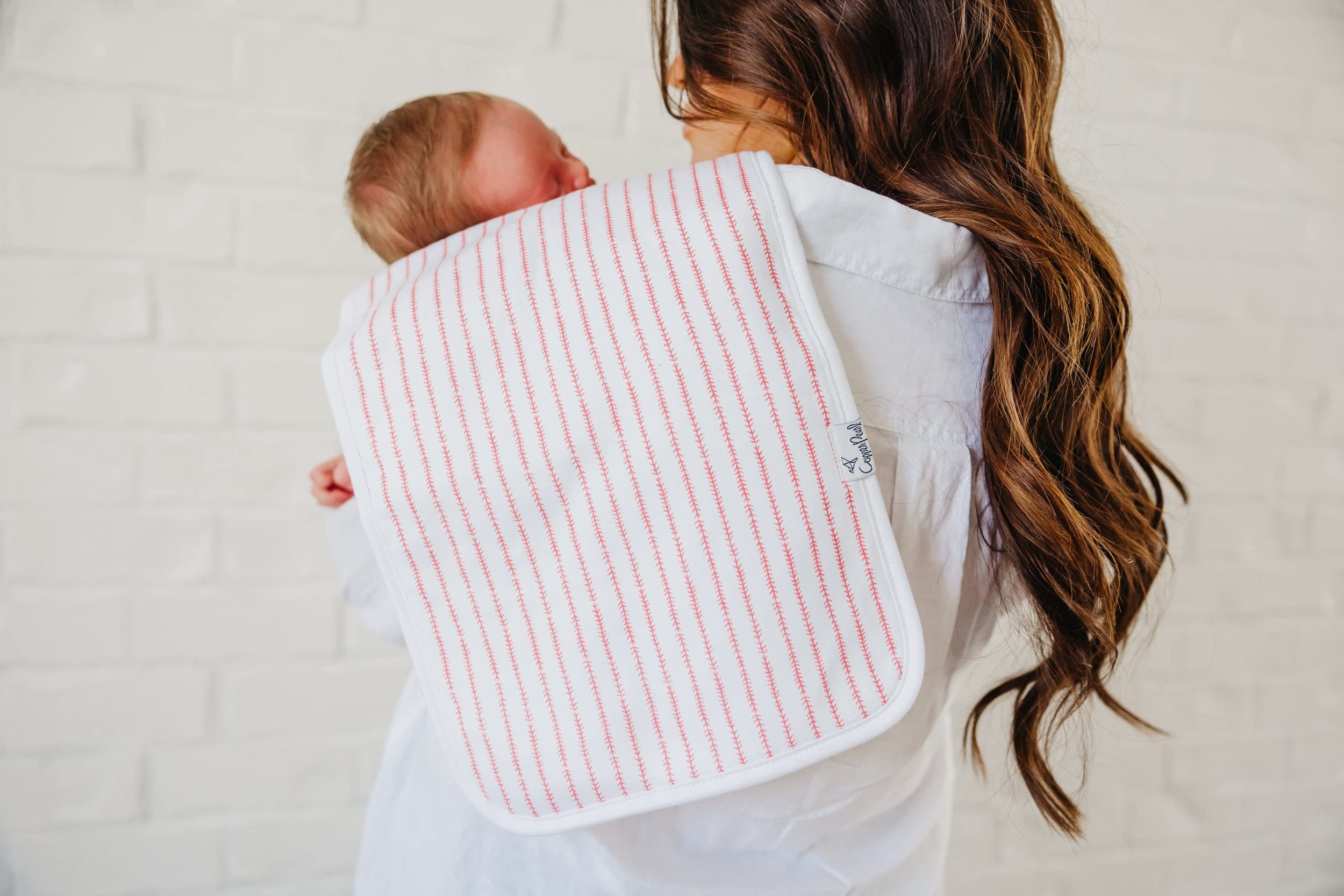 Copper Pearl Premium Baby Burp Cloths - 3-Pack Large Cotton Burp Cloths, Extra Soft Spit Up Rags with 3 Absorbent Layers, Perfect for Baby Boy and Baby Girl Gifts