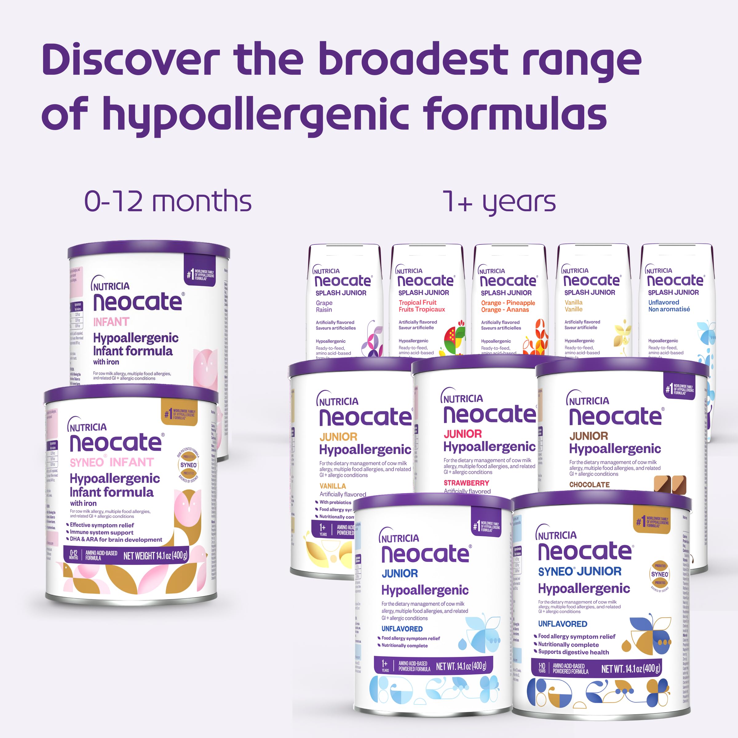 Neocate Splash Junior - 1+ years - Hypoallergenic Toddler Formula for Food Allergy Relief - Ready-to-Feed Hypoallergenic - Amino Acid-Based Toddler Junior Formula - Vanilla 8 fl oz (Case of 27)