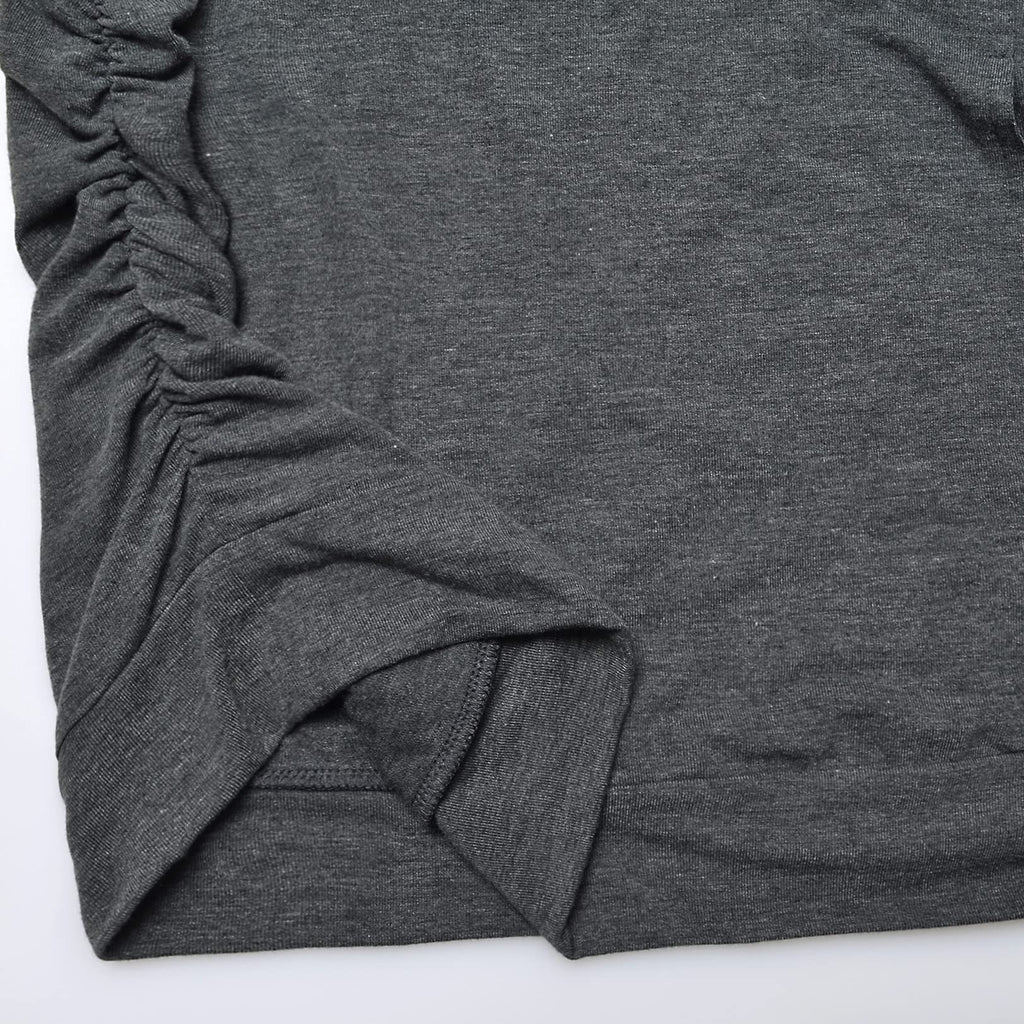 GINKANA Maternity Shirt Half Zipper Lapel Pregnancy Sweatshirts Casual Long Sleeve Maternity Pullover with Pockets,Deep Grey,S