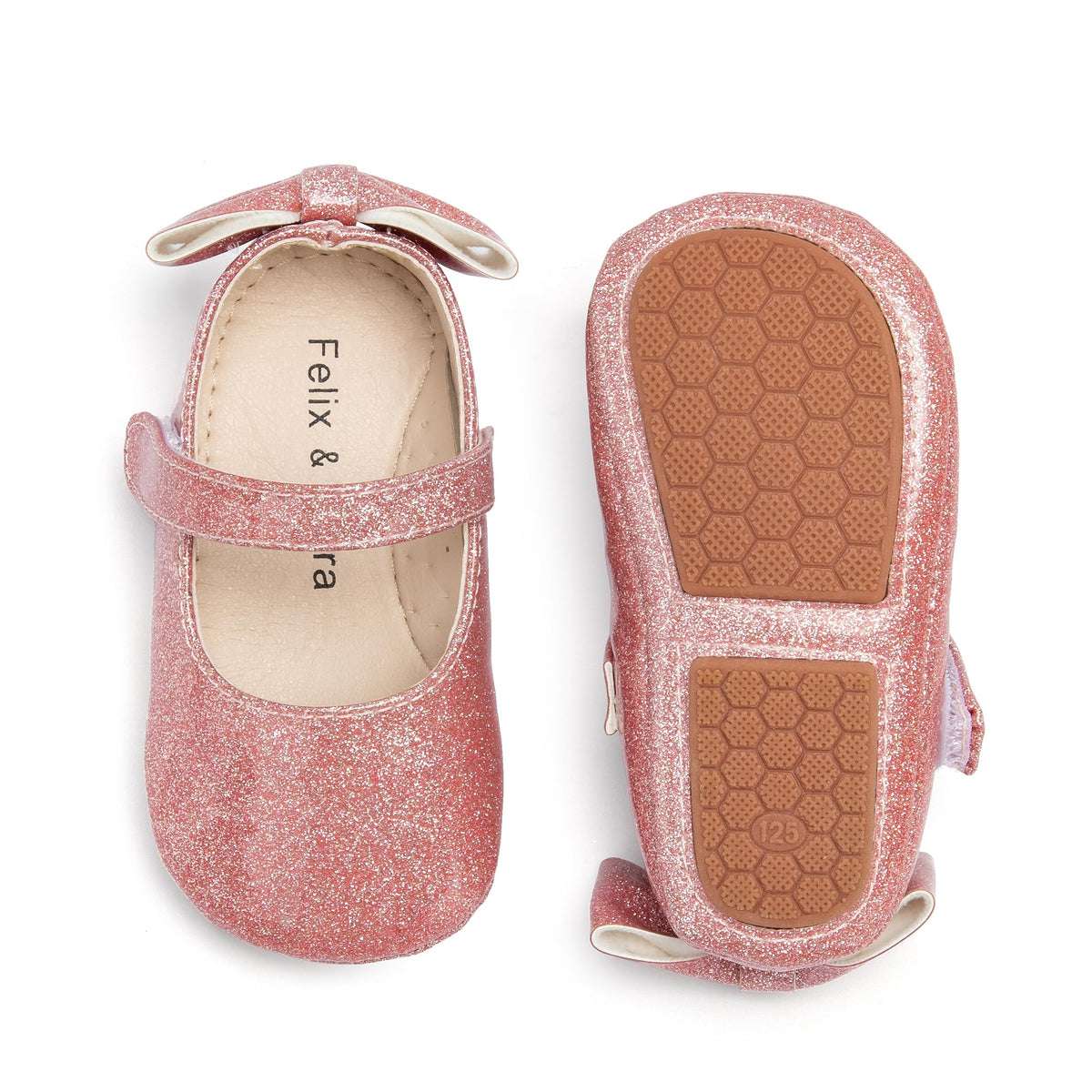 Felix & Flora Soft Sole Leather White Baby Shoes - Infant Baby Walking Moccasinss Rubber Sole Crib Shoes(White,18-24 Months)
