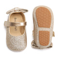 Felix & Flora Soft Sole Leather Gold Baby Shoes - Infant Baby Walking Shoes Moccasinss Rubber Sole Crib Shoes(Gold,18-24 Months)