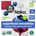 Noka Superfood Fruit Smoothie Pouches, Blueberry Beet, Healthy Snacks with Flax Seed, Prebiotic Fiber and Plant Protein, Vegan and Gluten Free, Organic Fruit & Veggie Squeeze Pouch, 4.22 oz, 12 Count