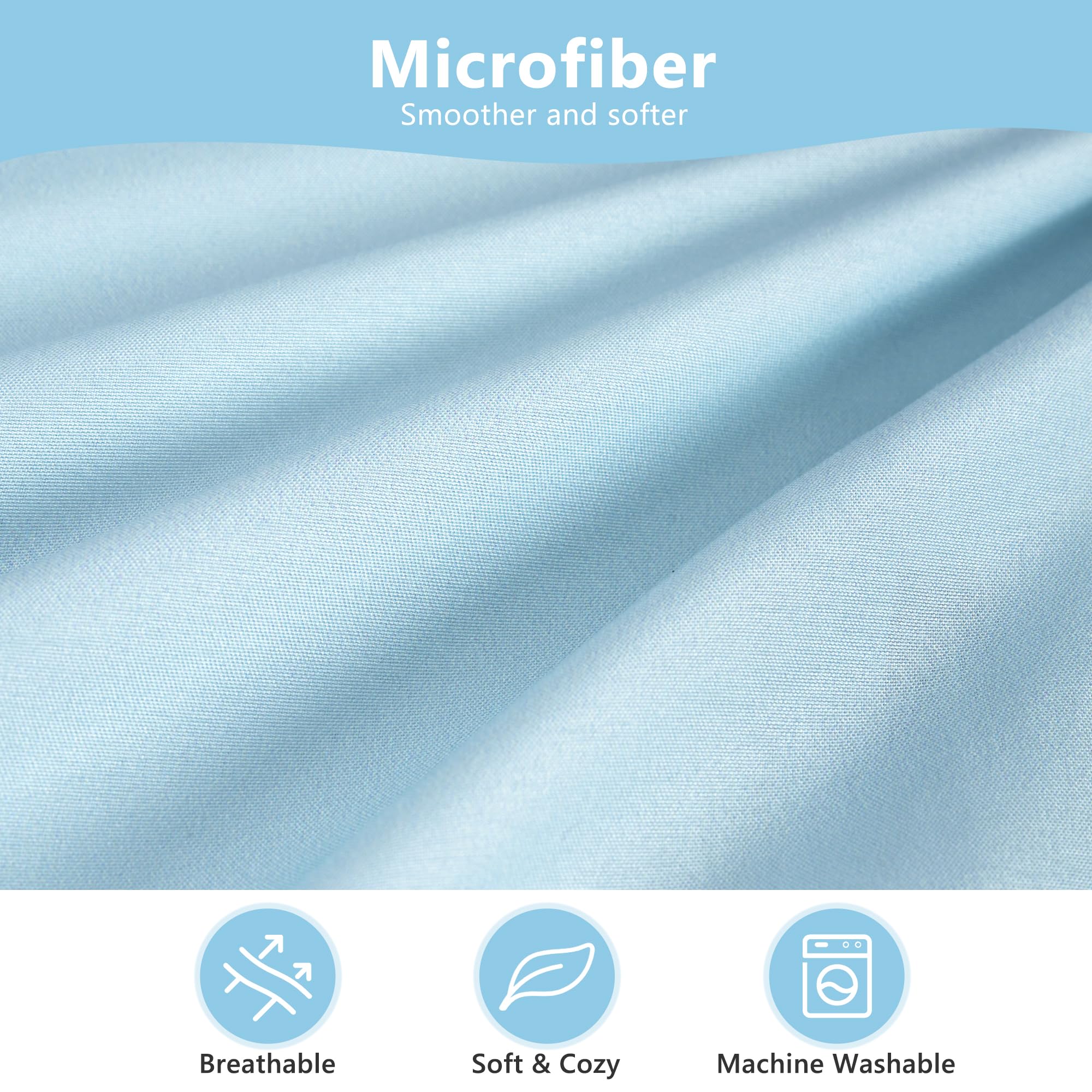 TILLYOU Toddler Pillowcase 2 Pack with Envelope Closure,13" x 18" Silky Soft Microfiber Travel Kids Pillowcase for Boys and Girls,Aqua Blue