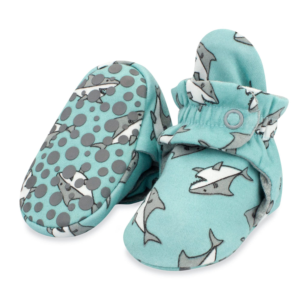 Zutano Organic Cotton Baby Booties With Gripper Soles, Soft Sole Stay-on Baby Shoes, Mushrooms, 18M