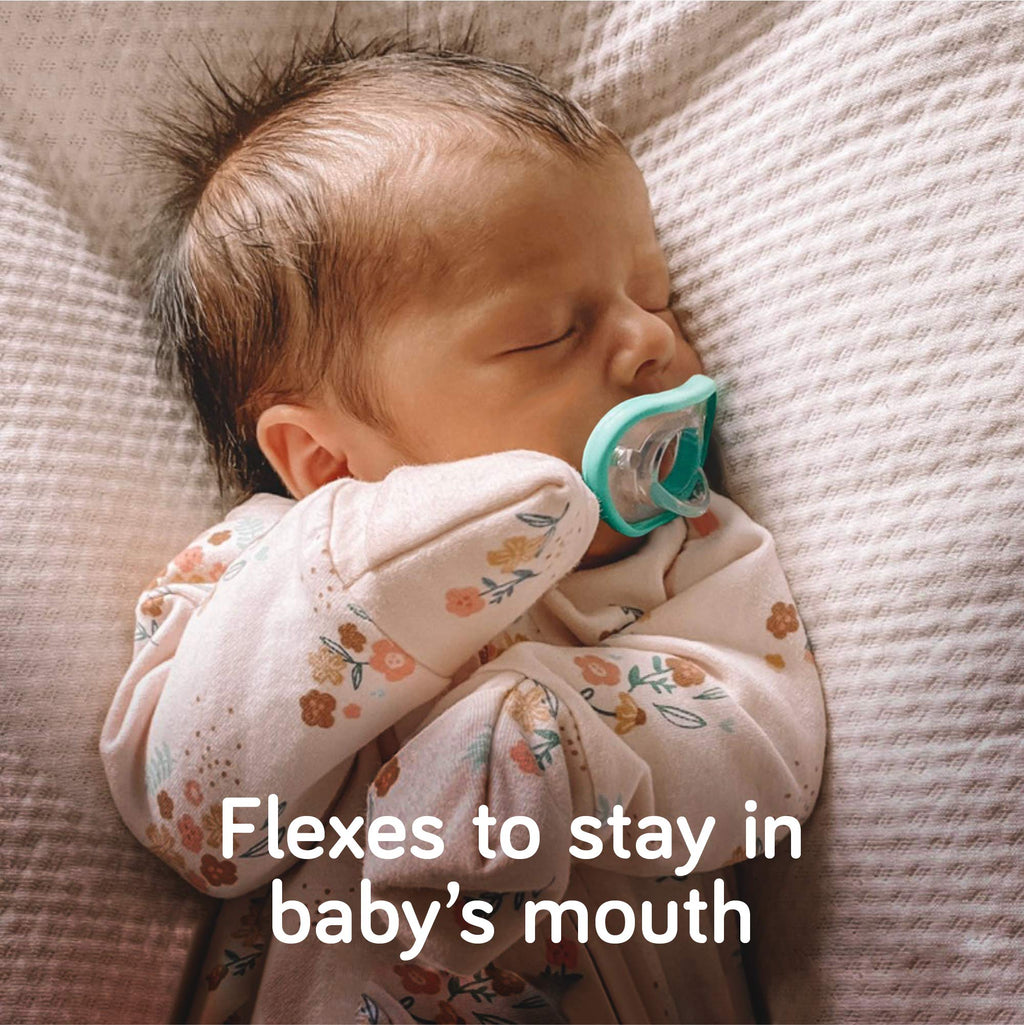Nanobebe Baby Pacifiers 0-3 Month - Orthodontic, Curves Comfortably with Face Contour, Award Winning for Breastfeeding Babies, 100% Silicone, Perfect Baby Registry Gift 2pk,Grey