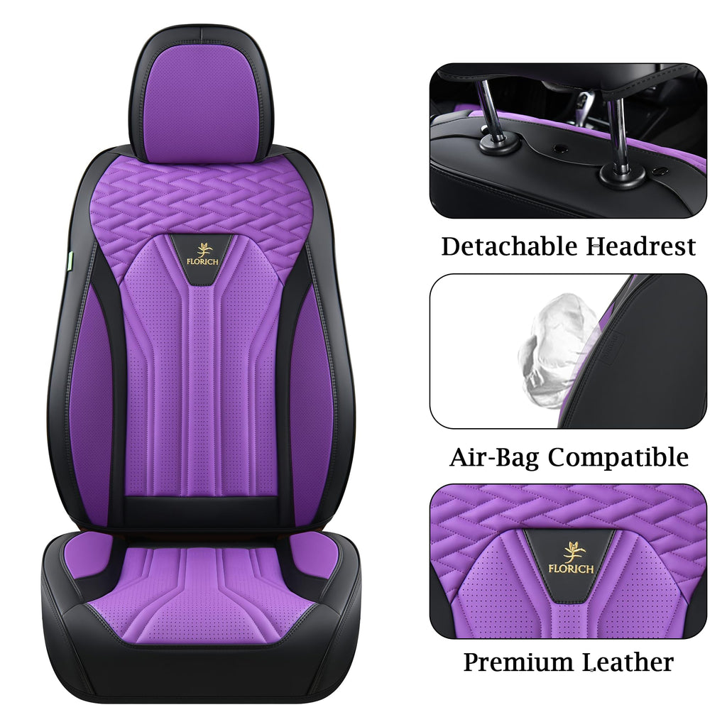 FLORICH Automotive Seat Covers, Seat Covers Full Set, Car Seat Protectors 5 Seats, Purple & Black Automotive Seat Covers Fit for Most Cars Trucks