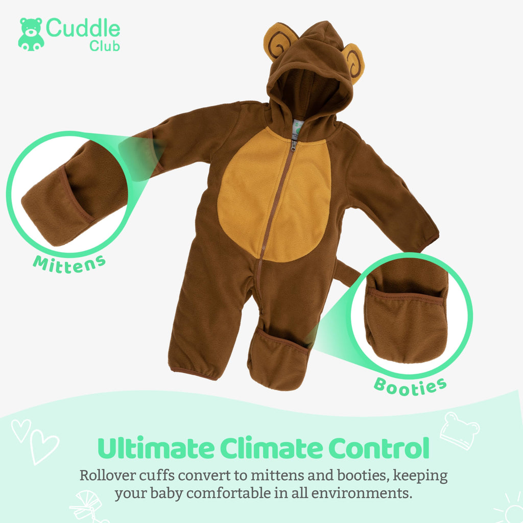 Cuddle Club Fleece Baby Bunting Bodysuit – Infant One Piece Kids Hooded Romper Outerwear Toddler Jacket