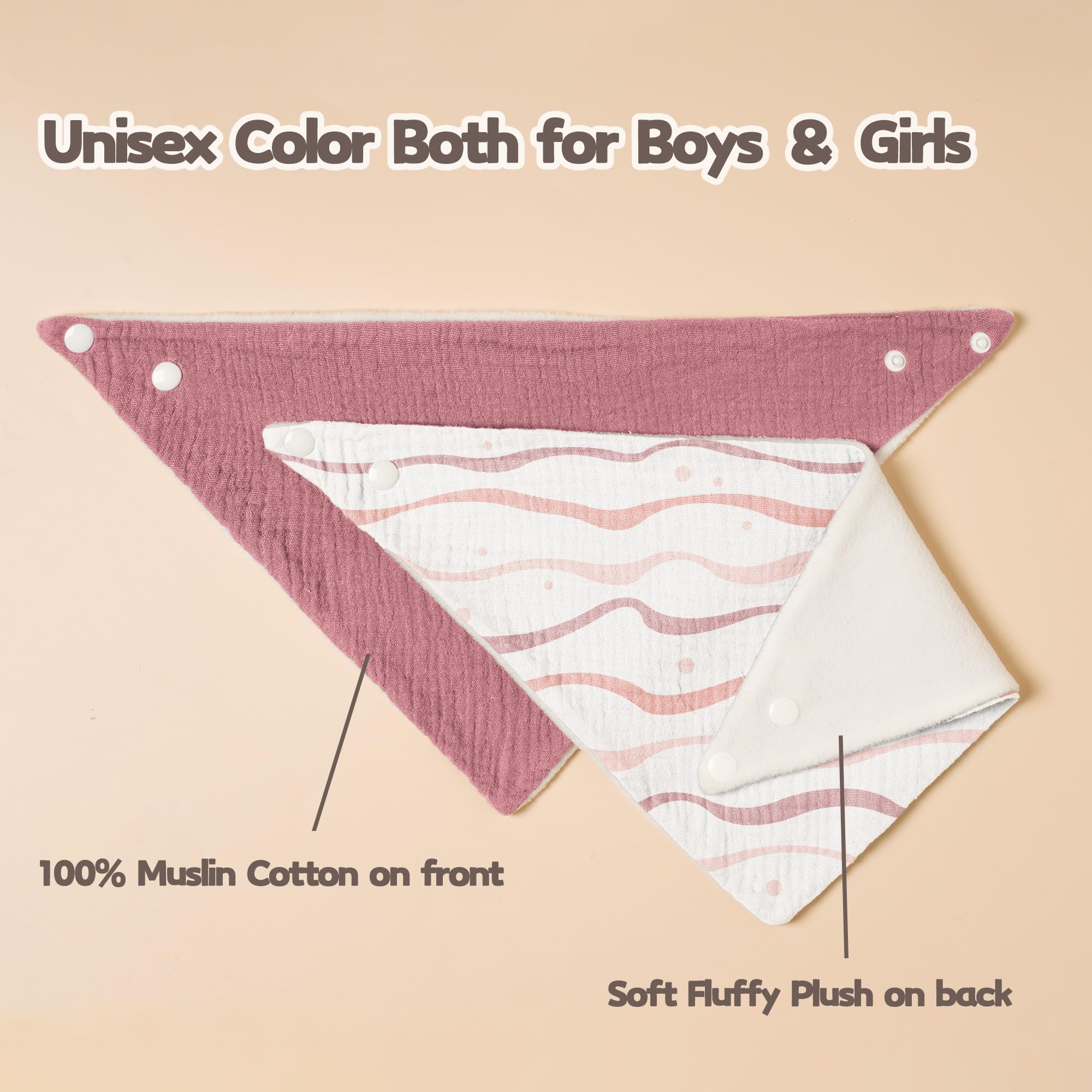 Susurration Muslin Baby Drool Bibs 6Pack Soft Triangular Adjustable Baby Bandana Bibs for Unisex Baby Girls & Boys (Pink Nebula)