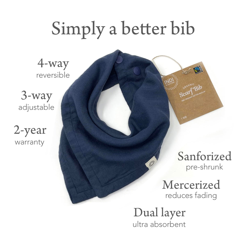 Kishu Baby Indi Organic Baby Bandana Bibs – Fairtrade 4-Way Reversible Drool Bibs for Boys & Girls – Unisex (Set of 5) (Pacifica)